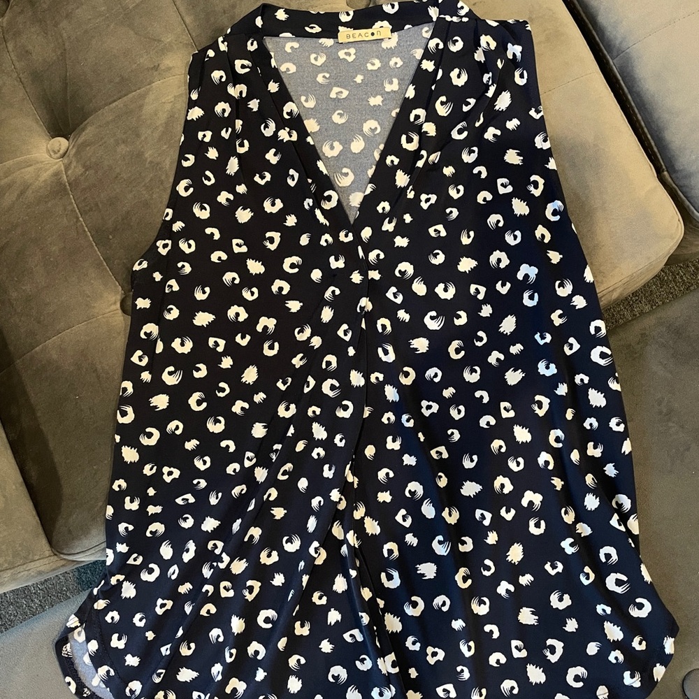 Beacon Navy and White Patterned Blouse